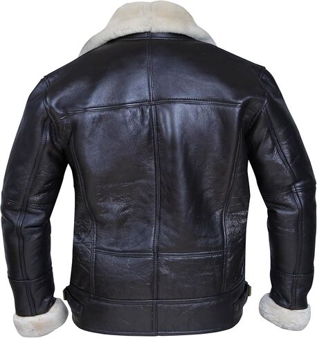 سترة بومبر B3 من Cross Zip Aviator مصنوعة من جلد الغنم البني الحقيقي in Kuwait