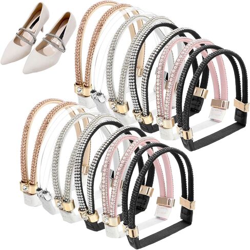6 Pairs Shoe Straps for Heels, Anti-Loose Elastic High Heels Shoe Straps, Detachable Rhinestone Heel Strap for High-Heels, Sandals, Slippers Women Girls in Saudi Arabia