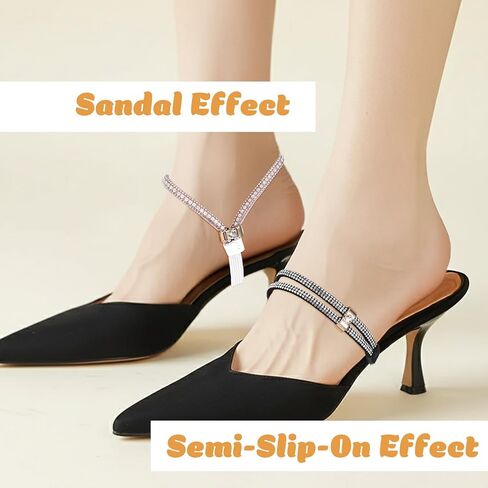 6 Pairs Shoe Straps for Heels, Anti-Loose Elastic High Heels Shoe Straps, Detachable Rhinestone Heel Strap for High-Heels, Sandals, Slippers Women Girls in Saudi Arabia