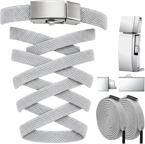 أربطة أحذية مسطحة مرنة بدون أربطة للأحذية الرياضية [مفتاح زر واحد] أربطة أحذية مطاطية بدون أربطة OneSizeFitAll in Kuwait