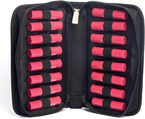 Homeopathy Storage Bag, Small Organizer for 16 Remedy Tubes, Black with Gold Zipper, 8.27 x 5.12 inches in Saudi Arabia