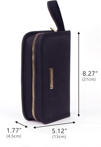 Homeopathy Storage Bag, Small Organizer for 16 Remedy Tubes, Black with Gold Zipper, 8.27 x 5.12 inches in Saudi Arabia