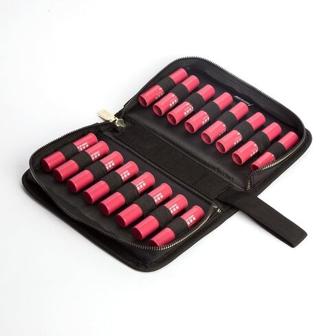 Homeopathy Storage Bag, Small Organizer for 16 Remedy Tubes, Black with Gold Zipper, 8.27 x 5.12 inches in Saudi Arabia