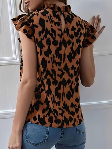2026 Women's Striped Ruffle Cap Sleeve Tops Summer Blouse Tops V Neck Business Causal Work Outfits in Saudi Arabia