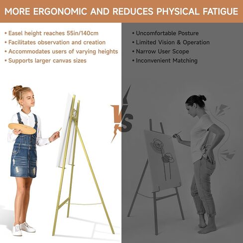 حامل حامل ذهبي مقاس 55 بوصة للعلامة، حامل عرض عالي التحمل مع سلسلة قابلة للتعديل، حامل فني بتصميم مغلف على شكل قلب للوحات وعلامات الزفاف والملصقات والمرايا والأعمال الفنية وما إلى ذلك in Kuwait