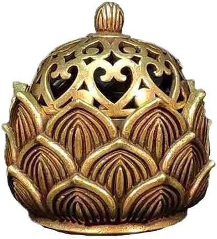 2Pcs Mini Brass Lotus Flower Incense Holder, Small Incense Cone Burner Calligraphy Style Closed with Lid for Bedroom Kitchen Teahouse Office Home Decor Yoga Spa Mediation in Kuwait