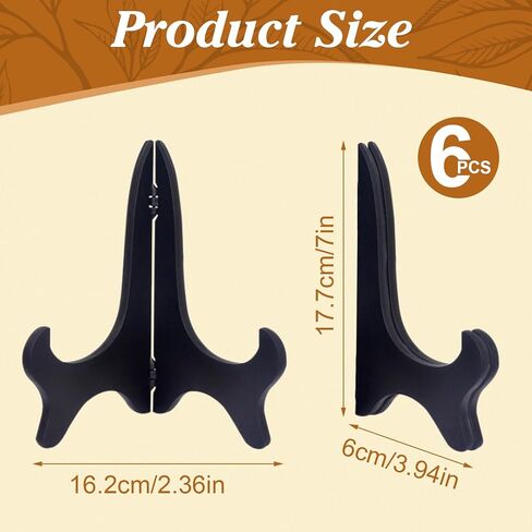 6Pcs 7 Inch Plate Stand, Small Folding Display Easels and Picture Holders for Decorative Picture Frame (Black) in Kuwait