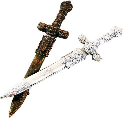 2 Pcs Pirate Sword Plastic Sword with Scabbard Fake Knife for Cosplay Costume Accessories Pirate Party Props Halloween Supplies 11.5 Inches (Bronze) in Saudi Arabia