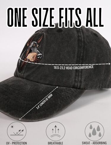 InnoBeta Doberman Pinscher Gifts for Men Women, Dobie Gifts, Adjustable Embroidered Hat Gifts, Grey in Saudi Arabia