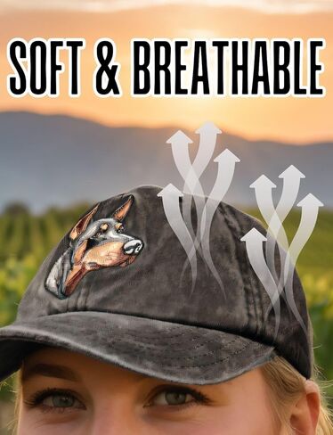 InnoBeta Doberman Pinscher Gifts for Men Women, Dobie Gifts, Adjustable Embroidered Hat Gifts, Grey in Saudi Arabia