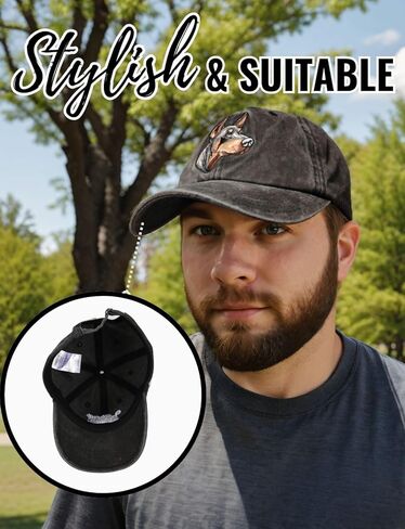 InnoBeta Doberman Pinscher Gifts for Men Women, Dobie Gifts, Adjustable Embroidered Hat Gifts, Grey in Saudi Arabia
