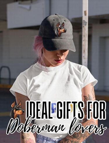 InnoBeta Doberman Pinscher Gifts for Men Women, Dobie Gifts, Adjustable Embroidered Hat Gifts, Grey in Saudi Arabia