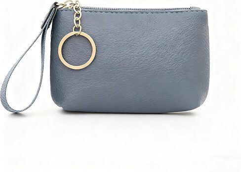 Small Leather Coin Purse with Keychain Ring For Women, Pouch Wallet For Coins, 3 Colors Available (Black) in Saudi Arabia