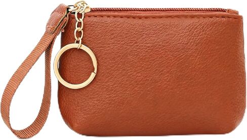 Small Leather Coin Purse with Keychain Ring For Women, Pouch Wallet For Coins, 3 Colors Available (Black) in Saudi Arabia
