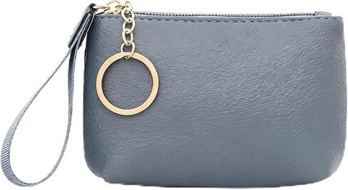 Small Leather Coin Purse with Keychain Ring For Women, Pouch Wallet For Coins, 3 Colors Available (Black) in Saudi Arabia