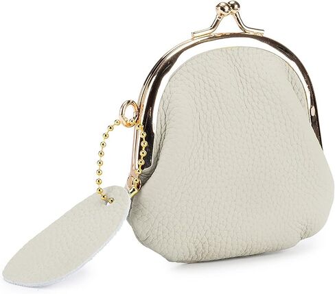 Vintage Kiss Lock Coin Purse for Women - Genuine Leather Mini Wallet with Buckle Closure & Compact Change Holder (Khaki) in Saudi Arabia