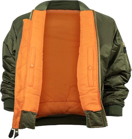 FOX OUTDOOR PRODUCTS MA-1 Flight Jacket - Retro Bomber Style with Water-Resistant Nylon Shell and Reversible Orange Liner in Saudi Arabia