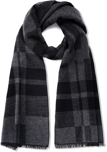 Mens Scarf Winter Warm Long Soft Plaid Scarf with Tassels Soft Classic Cashmere Feel Scarves for Mens in Saudi Arabia