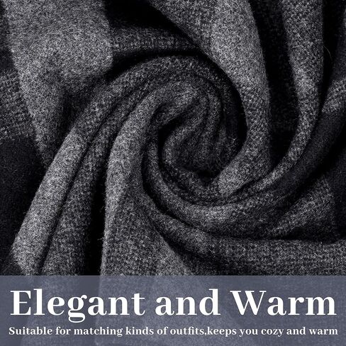 Mens Scarf Winter Warm Long Soft Plaid Scarf with Tassels Soft Classic Cashmere Feel Scarves for Mens in Saudi Arabia