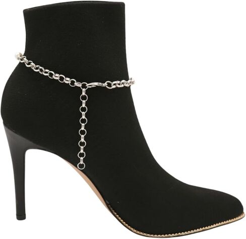 Trendy Fashion Jewelry Women Western Boot Chain Bling 2 Bracelet Silver Metal Imitation Pearl Beads Shoe Charm z272 PAIR in Saudi Arabia