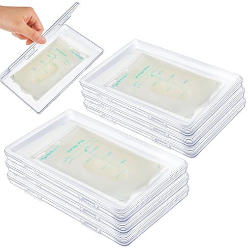 Hushee 6 Pcs Clear Flat Breast Milk Freezer Storage Organizer Space Saving Flat Breast Milk Storage Breastmilk Freezer Organizer Breast Milk Freezer Tray for breastfeed Organization 7.87 x 4.72 x 0.67 in Kuwait