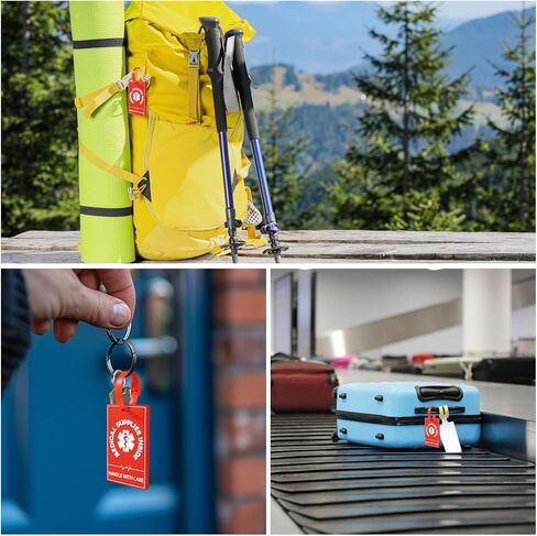 قطعتان من علامات التنبيه الطبية للحقيبة، علامة أمتعة للأجهزة الطبية على الوجهين مع ملصقات أشرطة لحقائب السفر للمعدات الاحترافية in Kuwait