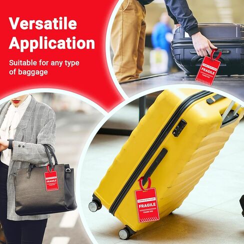 عبوتان من بطاقات الأمتعة الهشة مع بطاقة هوية الاسم، مقبض مع بطاقة العناية لحقيبة السفر أو الحقائب، بطاقة الأمتعة للنساء والرجال، سهلة التعرف عليها، (قطعتان) in Kuwait