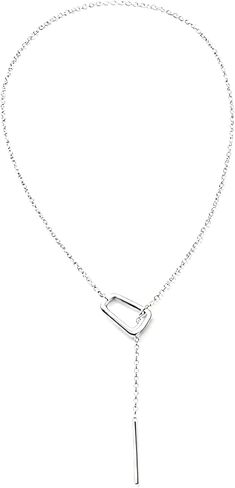 Long Slip Chain Necklace for Women, Silver Minimalist Y Shape Lariat Necklace Adjustable Collar Necklace Western Vintage Necklaces Jewelry Gifts for Women in Kuwait