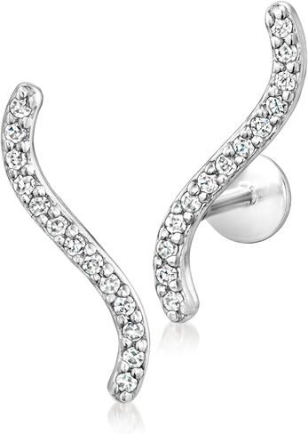 Pure Collection by Ross-Simons 0.10 ct. t.w. Diamond Curved Ear Climbers in Sterling Silver in Saudi Arabia