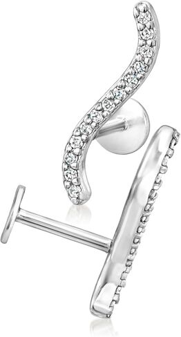 Pure Collection by Ross-Simons 0.10 ct. t.w. Diamond Curved Ear Climbers in Sterling Silver in Saudi Arabia