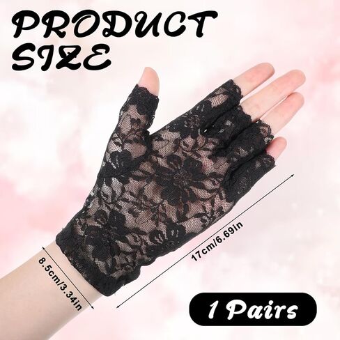 Women Short Lace Gloves, Sunblock Fingerless Bridal Wrist Glove, Short Black Lace Gloves Fingerless for Wedding, Tea Party, Cosplay, Costume, Opera Evening Prom in Saudi Arabia