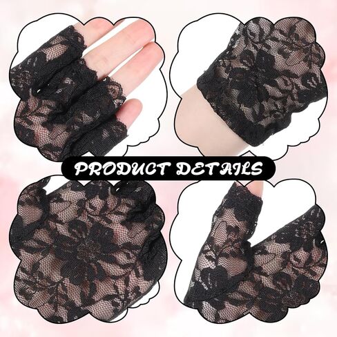 Women Short Lace Gloves, Sunblock Fingerless Bridal Wrist Glove, Short Black Lace Gloves Fingerless for Wedding, Tea Party, Cosplay, Costume, Opera Evening Prom in Saudi Arabia
