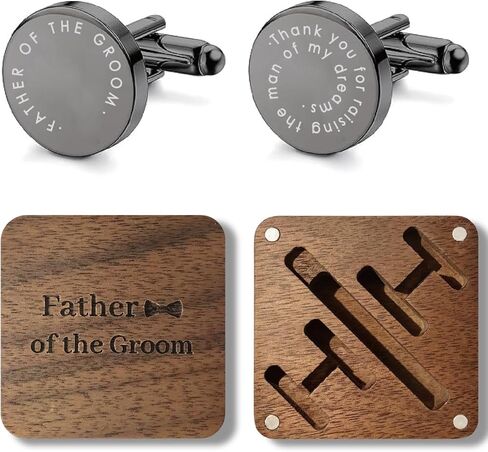Father Of The Bride Gifts Cuff Links, Cufflinks With Engraved Wood Gift Box in Saudi Arabia