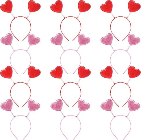 12 Pack Valentine's Day Heart Shaped Sequins Headband Valentine's Day Head tiara for Valentine's Day Holiday Wedding Birthday Party Favor Costume Accessories Photo Props in Saudi Arabia