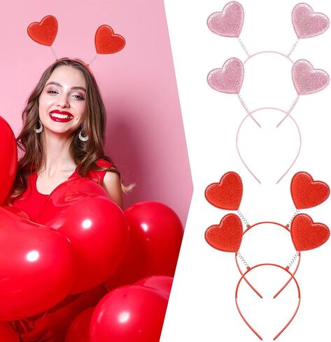12 Pack Valentine's Day Heart Shaped Sequins Headband Valentine's Day Head tiara for Valentine's Day Holiday Wedding Birthday Party Favor Costume Accessories Photo Props in Saudi Arabia