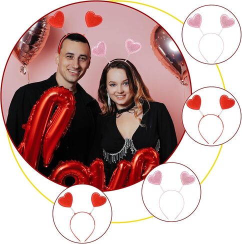 12 Pack Valentine's Day Heart Shaped Sequins Headband Valentine's Day Head tiara for Valentine's Day Holiday Wedding Birthday Party Favor Costume Accessories Photo Props in Saudi Arabia