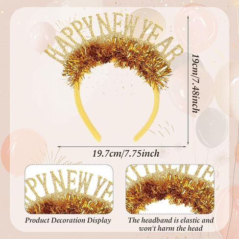 AIUPUOC 2026 Happy New Year Headband Silver Glitter Happy New Year Eve إكسسوارات الشعر للنساء البالغات in Kuwait