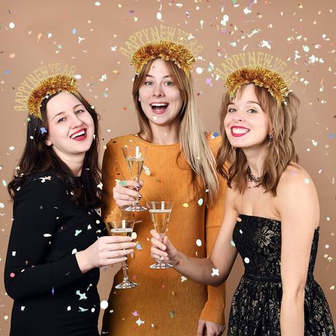 AIUPUOC 2026 Happy New Year Headband Silver Glitter Happy New Year Eve إكسسوارات الشعر للنساء البالغات in Kuwait