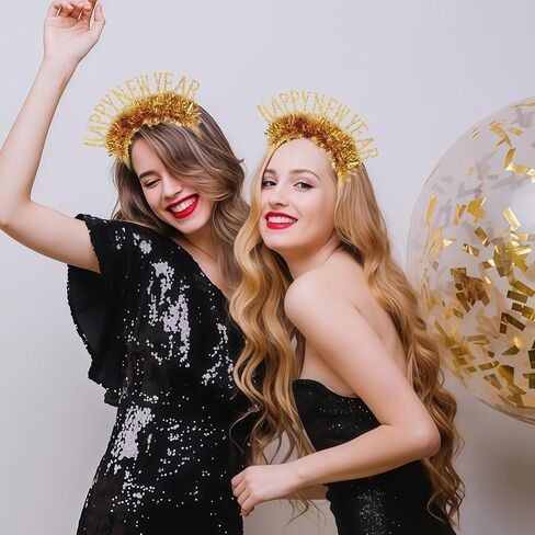 AIUPUOC 2026 Happy New Year Headband Silver Glitter Happy New Year Eve إكسسوارات الشعر للنساء البالغات in Kuwait