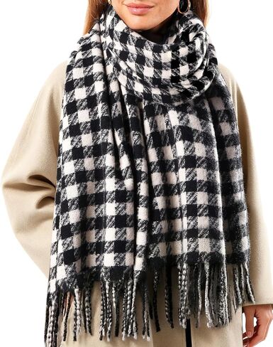FURTALK Winter Scarf for Women Plaid Scarves with Tassels Long Shawl Wraps, Soft Large Oversized Scarves in Saudi Arabia