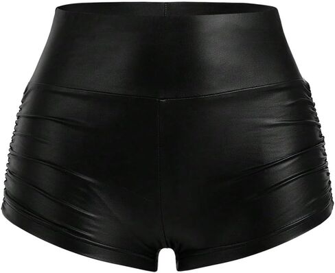 Milumia Women's Faux PU Leather Mini Shorts Ruched High Waist Going Out Shorts in Saudi Arabia