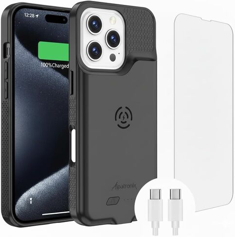 Alpatronix Battery Case for iPhone 15 Pro & 15, Portable Strong Slim Protective Extended Charger Cover, 15W Fast Charging, High Capacity with Wireless Charging (BX15) –Black in Kuwait