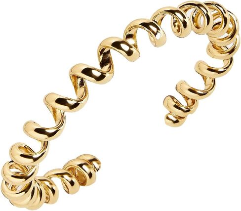 18K Gold Plated Coiled Cable Open Bangle | Minimalist Adjustable Bracelet | Stackable Jewelry for Women | Fashion Gift for Her | Birthday Valentines Present in Saudi Arabia