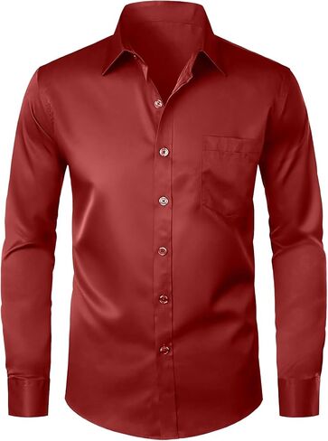 Modern Stylish Men's Casual Business Dress Shirt with Pocket - Long Sleeve Button Down Shirt in Saudi Arabia