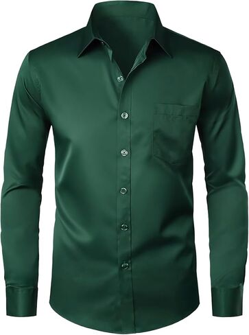 Modern Stylish Men's Casual Business Dress Shirt with Pocket - Long Sleeve Button Down Shirt in Saudi Arabia