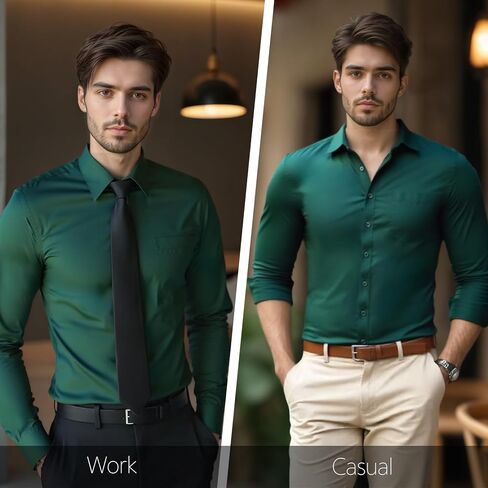 Modern Stylish Men's Casual Business Dress Shirt with Pocket - Long Sleeve Button Down Shirt in Saudi Arabia