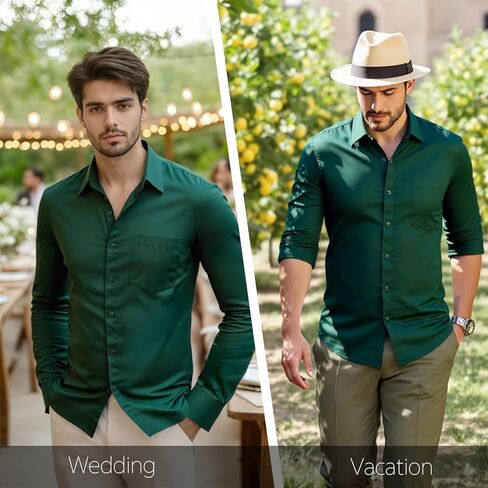 Modern Stylish Men's Casual Business Dress Shirt with Pocket - Long Sleeve Button Down Shirt in Saudi Arabia