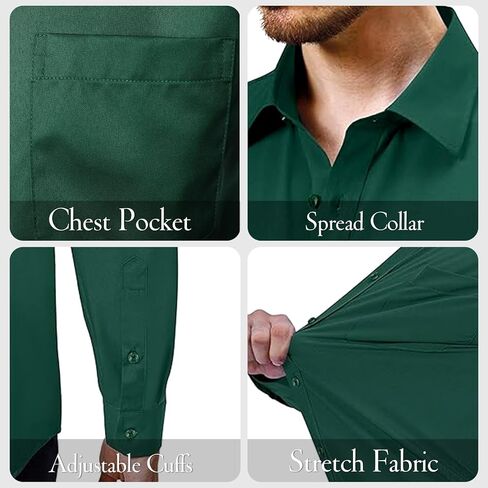 Modern Stylish Men's Casual Business Dress Shirt with Pocket - Long Sleeve Button Down Shirt in Saudi Arabia