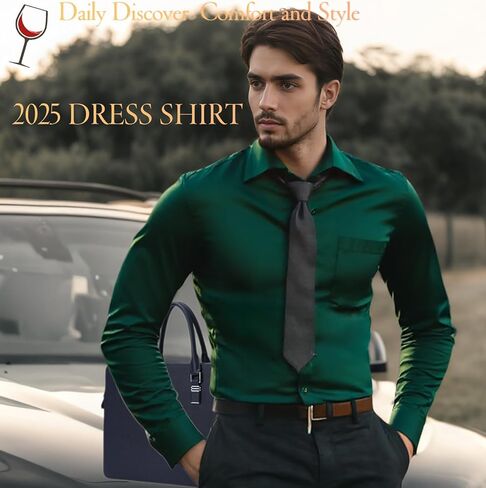 Modern Stylish Men's Casual Business Dress Shirt with Pocket - Long Sleeve Button Down Shirt in Saudi Arabia