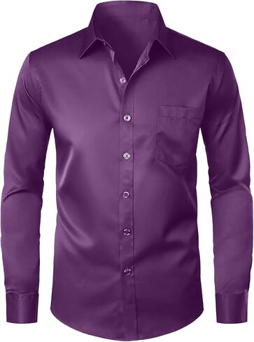 Modern Stylish Men's Casual Business Dress Shirt with Pocket - Long Sleeve Button Down Shirt in Saudi Arabia